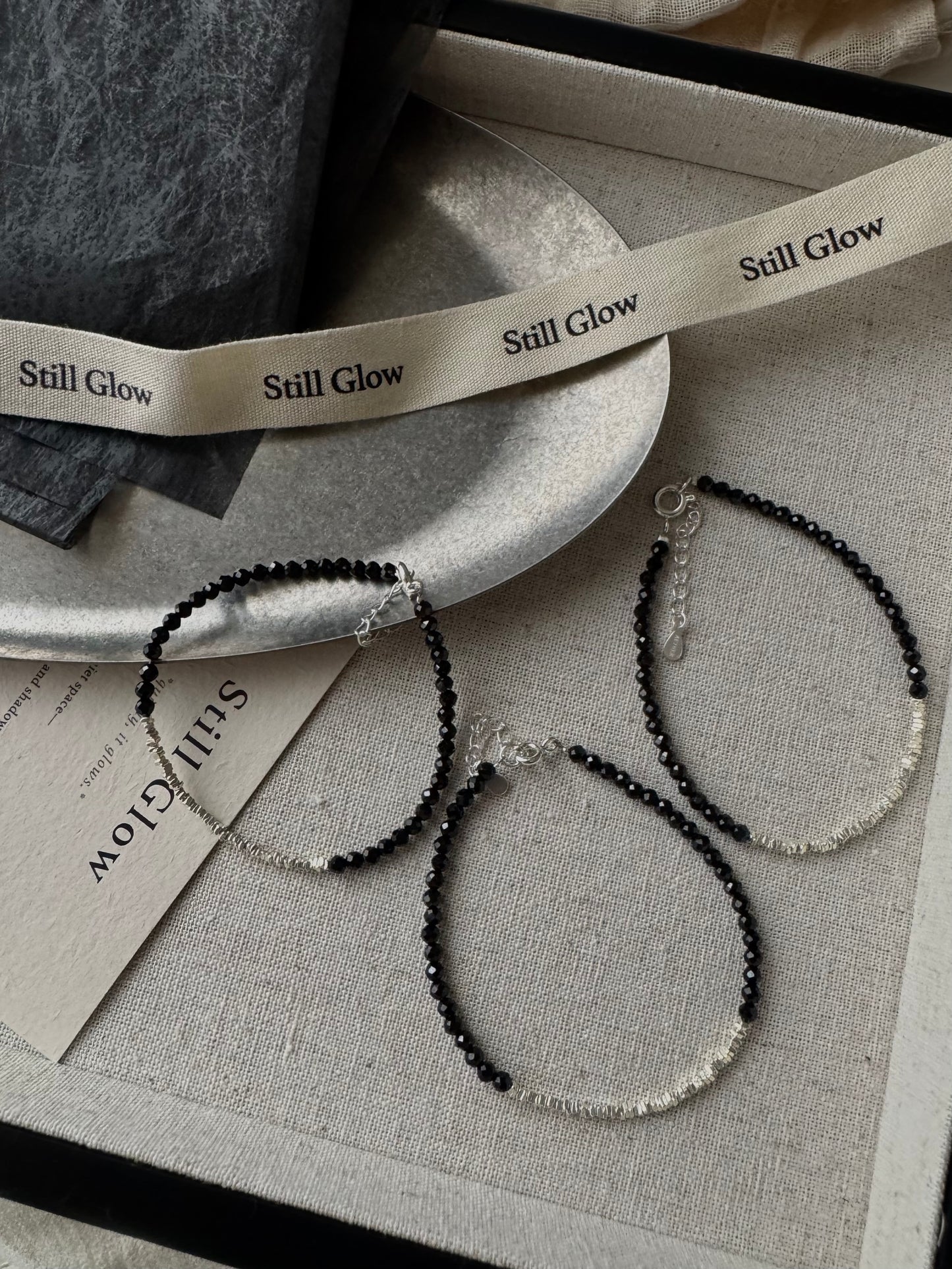 Nocturne Light｜Black Spinel × Sterling Silver Bracelet