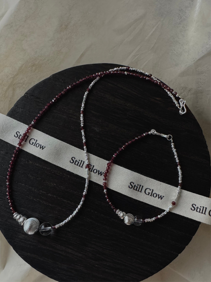 Still Line｜Garnet × Silver Bracelet / Necklace