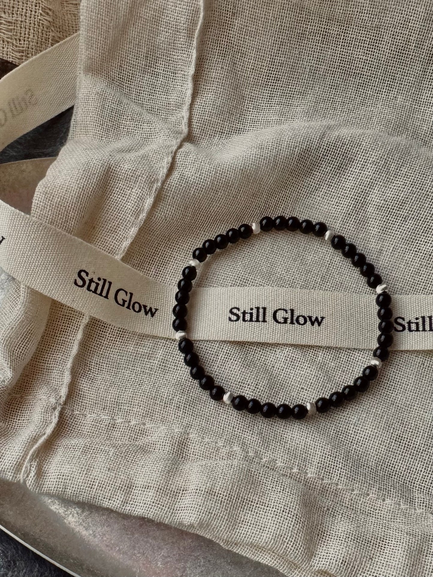 Night Orbit｜Black Onyx × Sterling Silver Bracelet