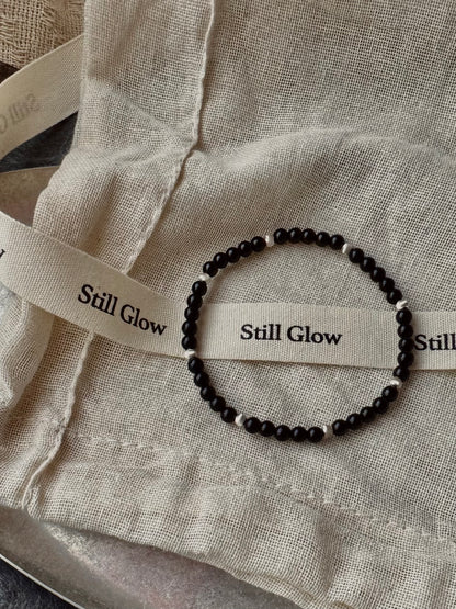 Night Orbit｜Black Onyx × Sterling Silver Bracelet