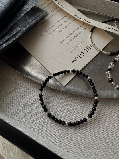 Night Orbit｜Black Onyx × Sterling Silver Bracelet