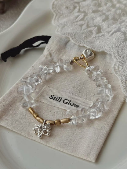 Sky Mirrorli｜Clear Quartz × Brass × Sterling Silver Bracelet