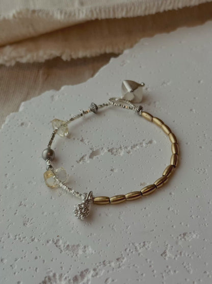 Last Light Relic｜Vintage Citrine Bracelet｜925 Silver × Brass｜Aive Collection